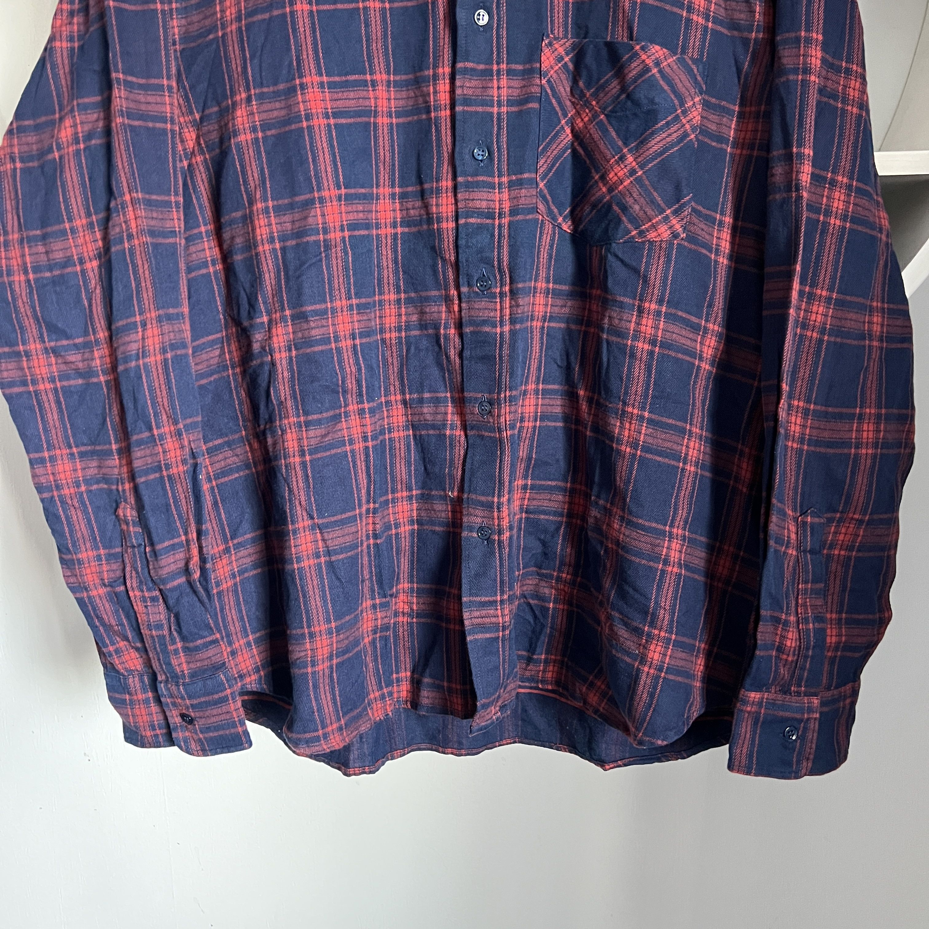 C.O.F. Studio Men's COF STUDIO BD FLANELL Indigo Blue Red Check Shirt Size US L / EU 52-54 / 3 - 4 Thumbnail