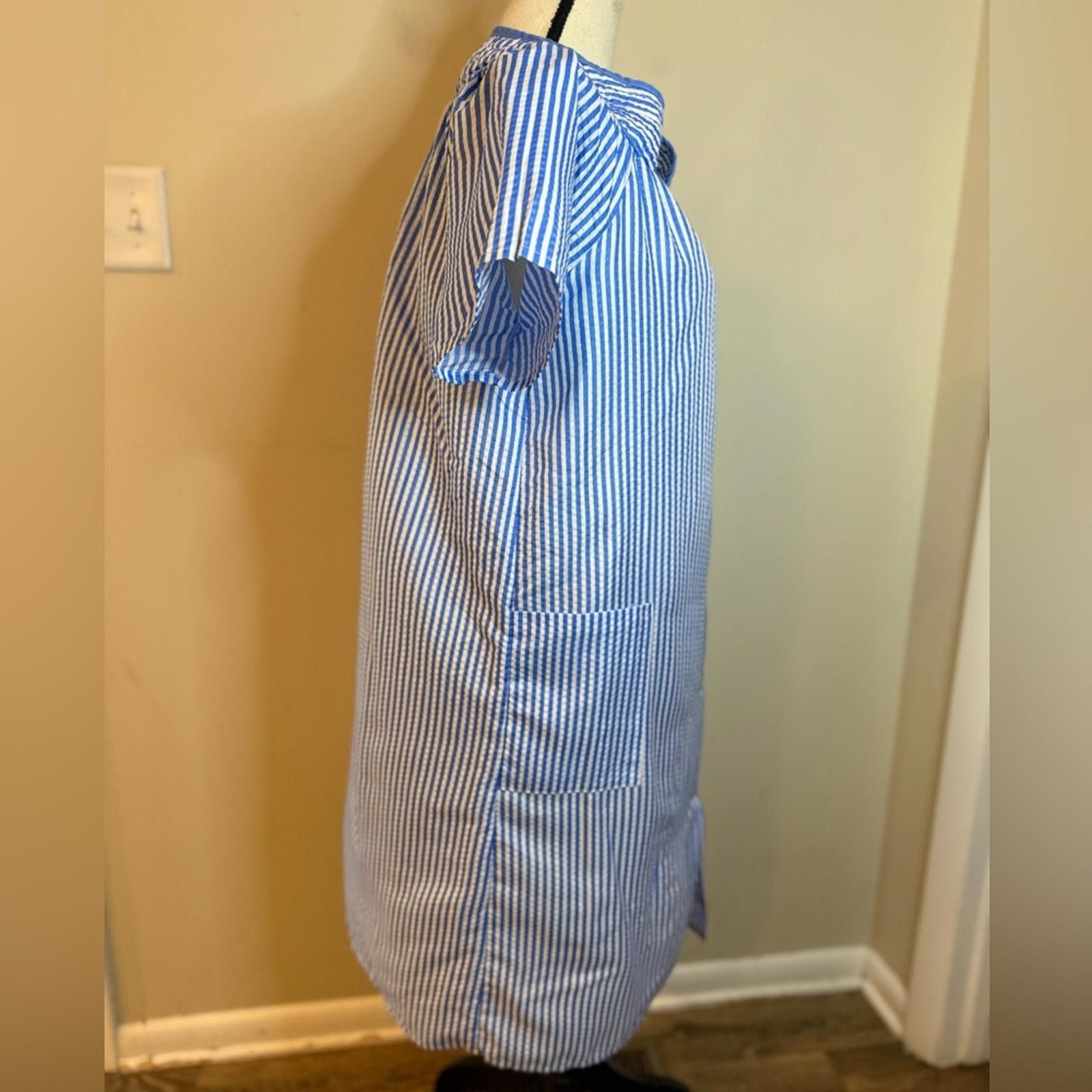 Other Casual Nights vintage night gown blue white stripes SZ M Size ONE SIZE - 2 Thumbnail