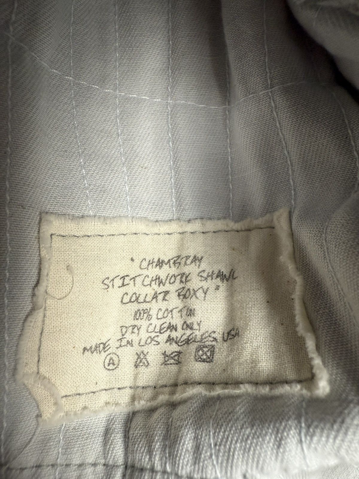 Greg Lauren Chambray Stitchwork Shawl Collar Boxy Size US L / EU 52-54 / 3 - 8 Thumbnail