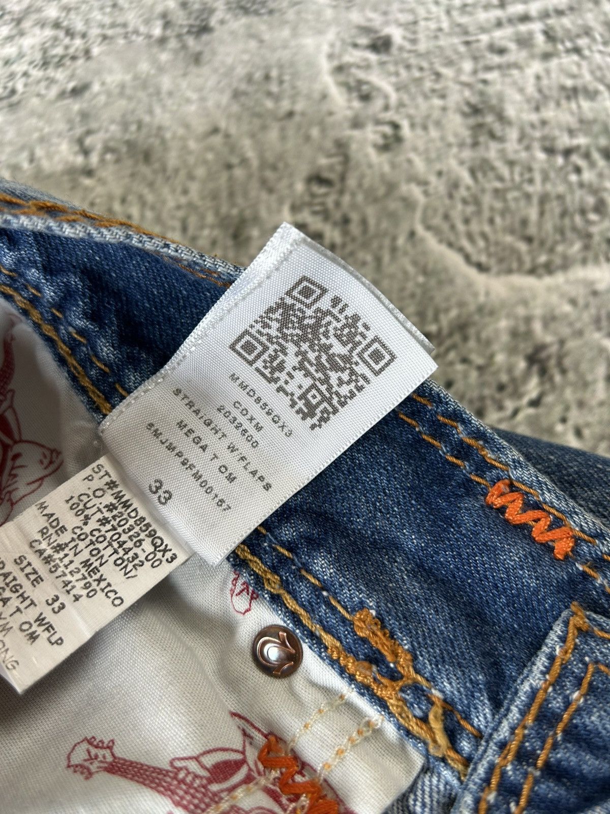 True Religion True Religion blue jeans thick stitching straight Y2K Size US 33 - 11 Thumbnail