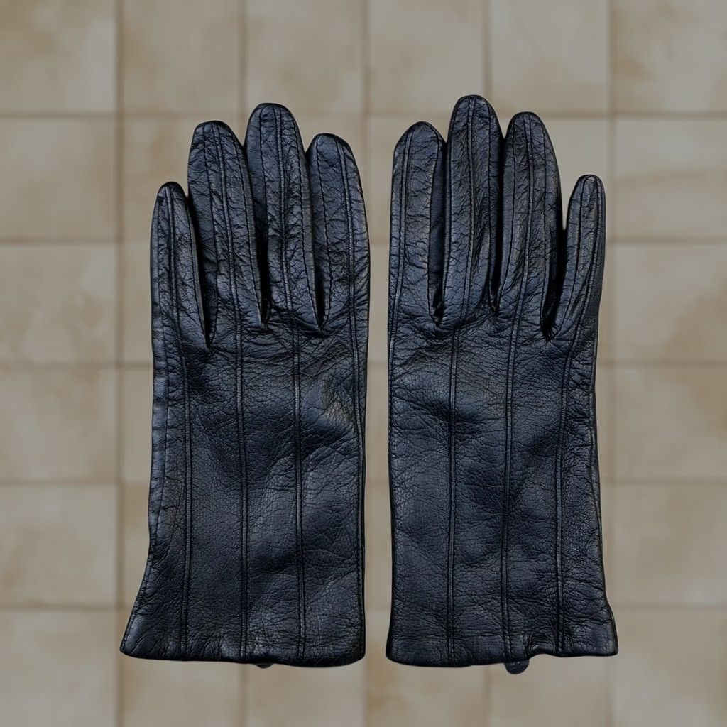 Lord & Taylor VTG LORD & TAYLOR 100% Genuine Leather Gloves Women's 7 Black Glove Leather Size ONE SIZE - 1 Thumbnail