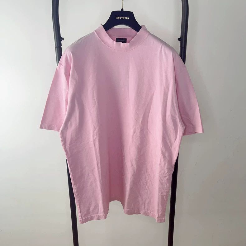 Balenciaga Solid color rhinestone round neck short sleeve