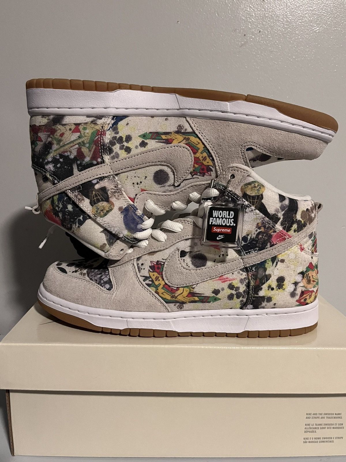 image of Nike x Supreme Sb Dunk High Rammellzee (Fd8779-100) Size 9 New Shoes in Beige, Men's