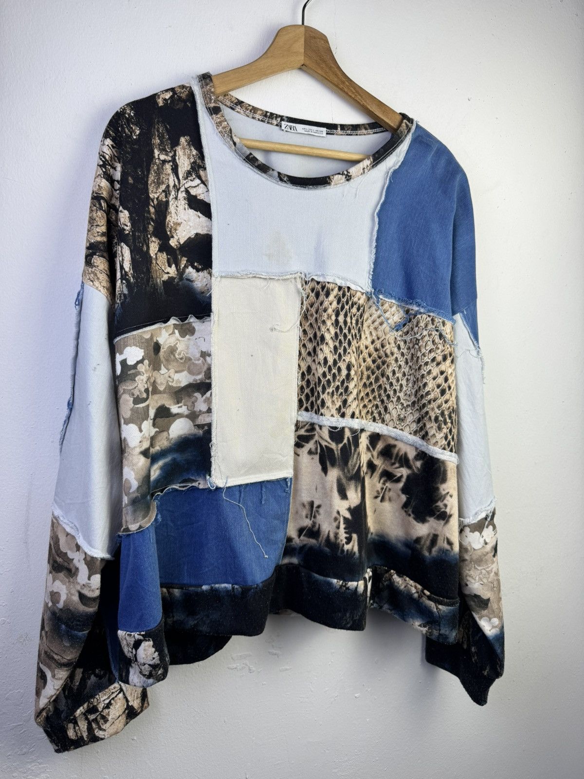 Zara Zara Colorblock Patchwork Denim Animal Print Oversized Size L / US 10 / IT 46 - 2 Thumbnail