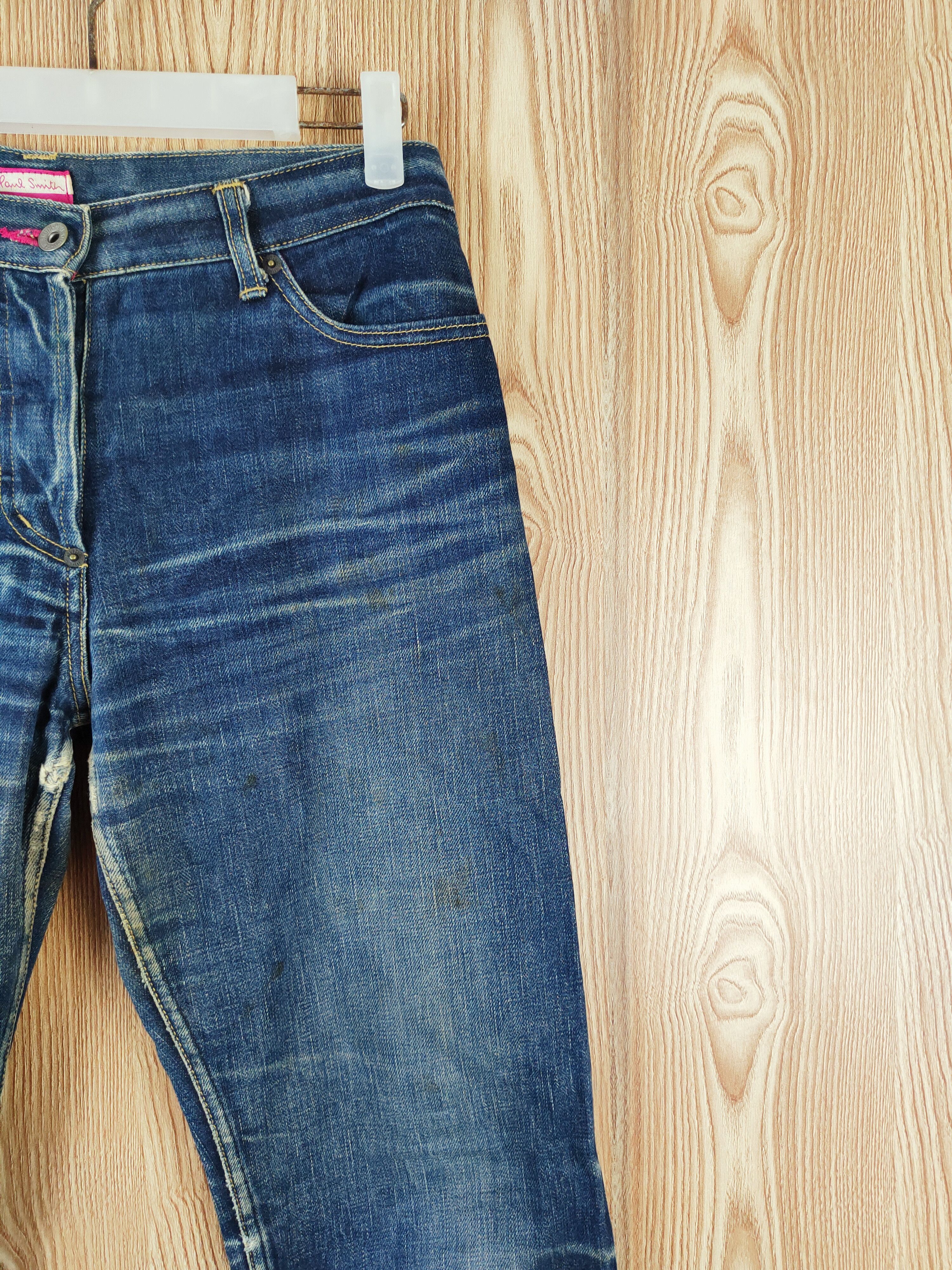 Japanese Brand Paul Smith selvedge Dark Blue Distressed Ripped Jeans #W604 Size 27" / US 4 / IT 40 - 6 Thumbnail