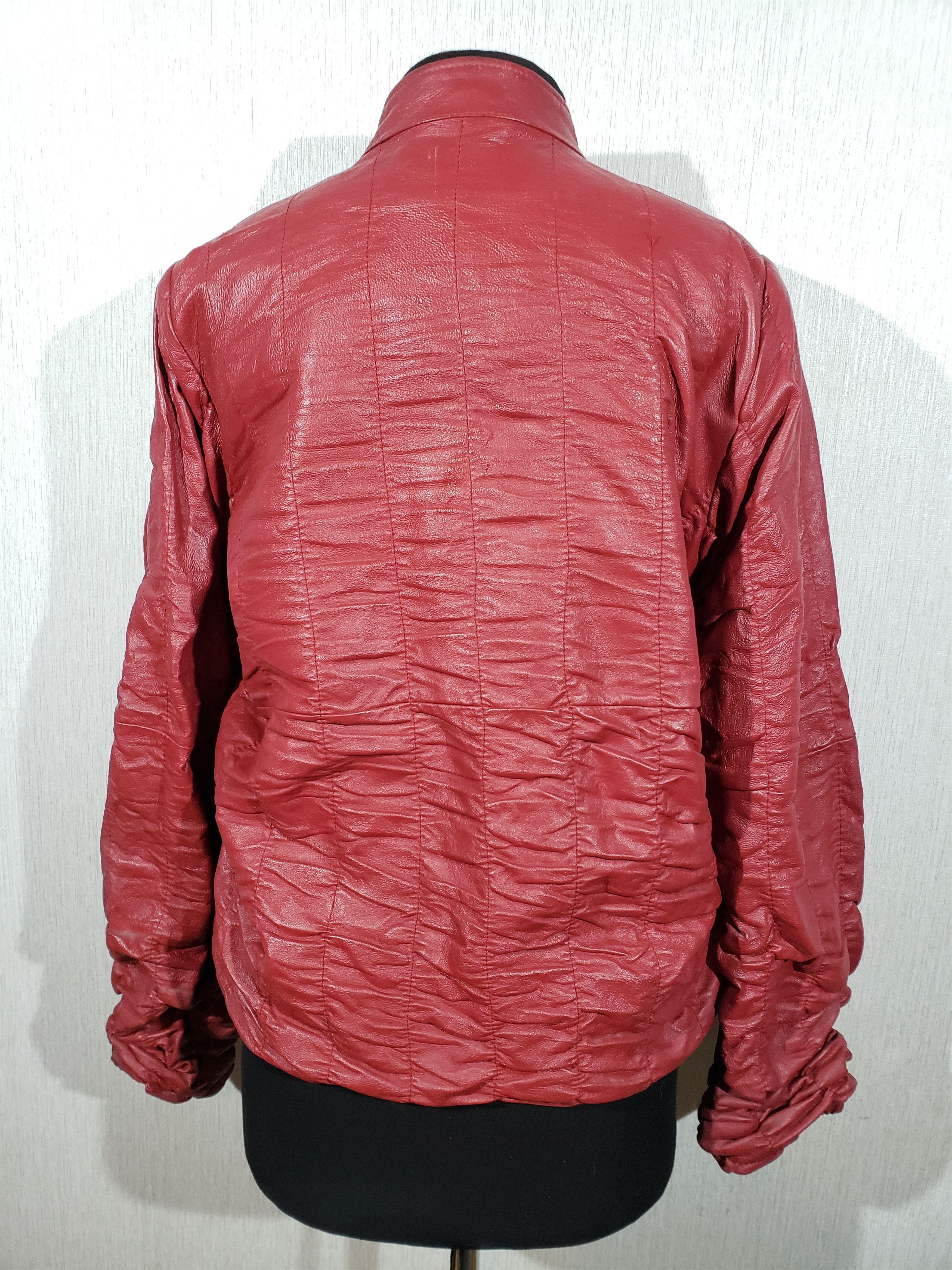 Uniqlo Women's burgundy leather jacket with a metal zipper. Size XXL / US 16-18 / IT 52-54 - 4 Thumbnail