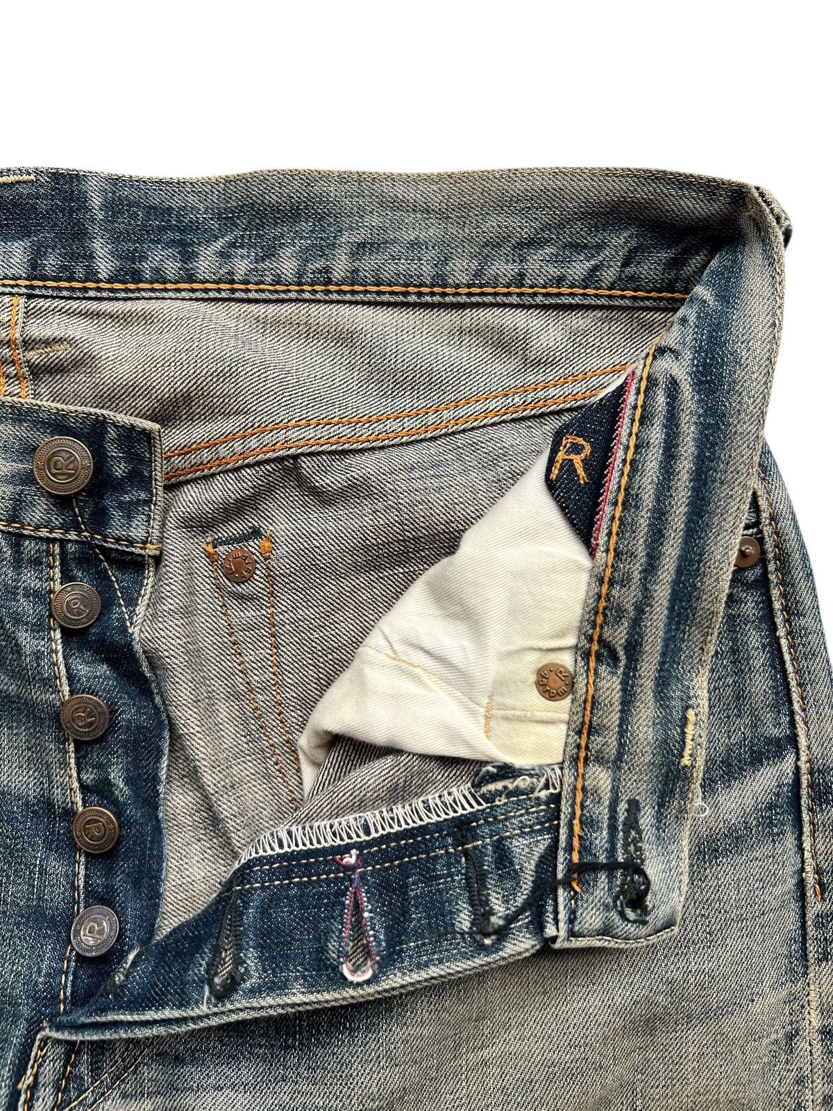 45rpm Vintage 45RPM Distressed Selvedge Mudwash Denim Jeans 32x29 Size US 32 / EU 48 - 12 Thumbnail