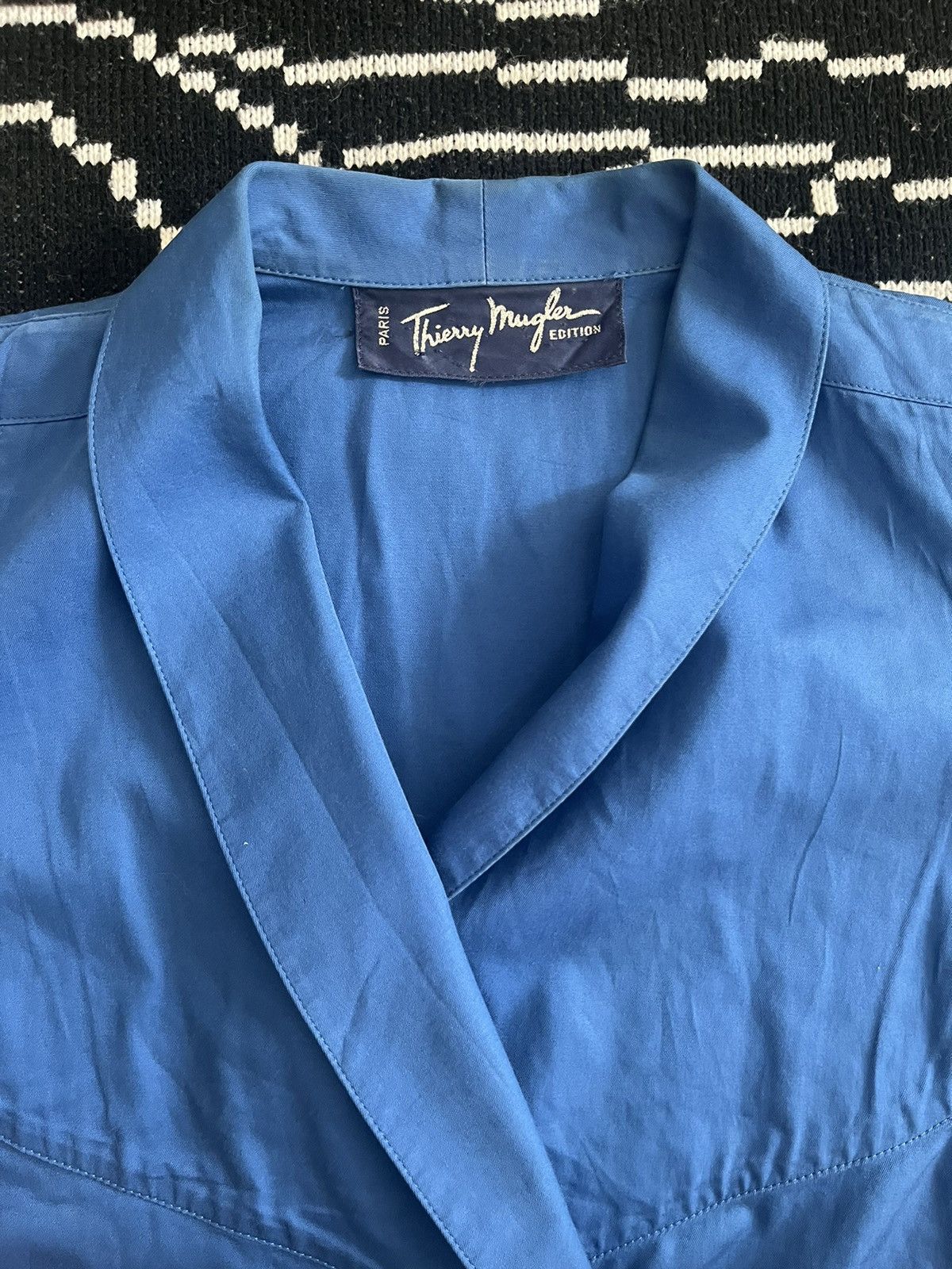 Thierry Mugler × Vintage 90’s Thierry Mugler Paris Edition Blue 6 Buttons Top Size S / US 4 / IT 40 - 2 Thumbnail