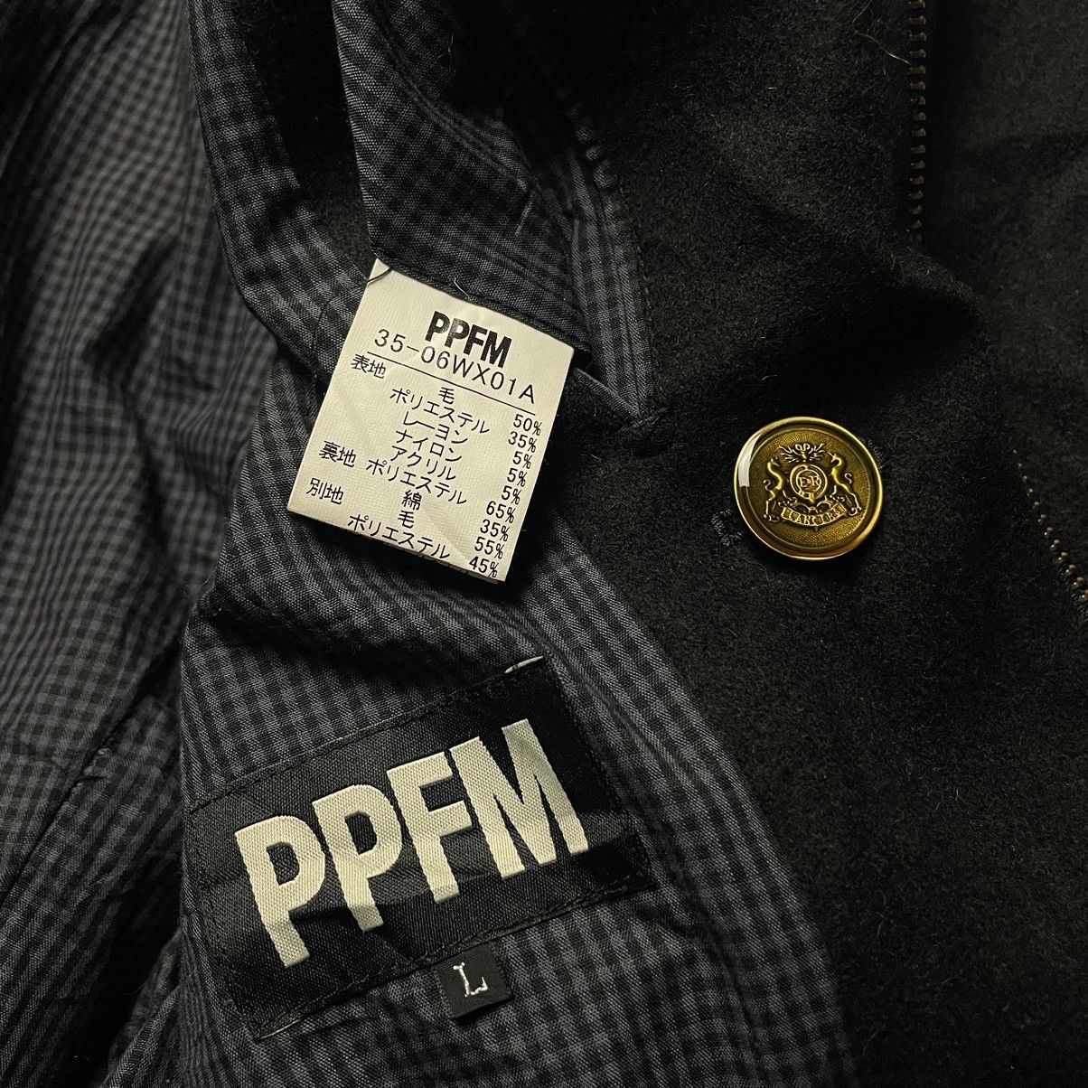 If Six Was Nine × Le Grande Bleu (L.G.B.) × PPFM 🇯🇵 VINTAGE PPFM WOOL PEA COAT PUNK GOTHIC JACKET Size US L / EU 52-54 / 3 - 11 Thumbnail