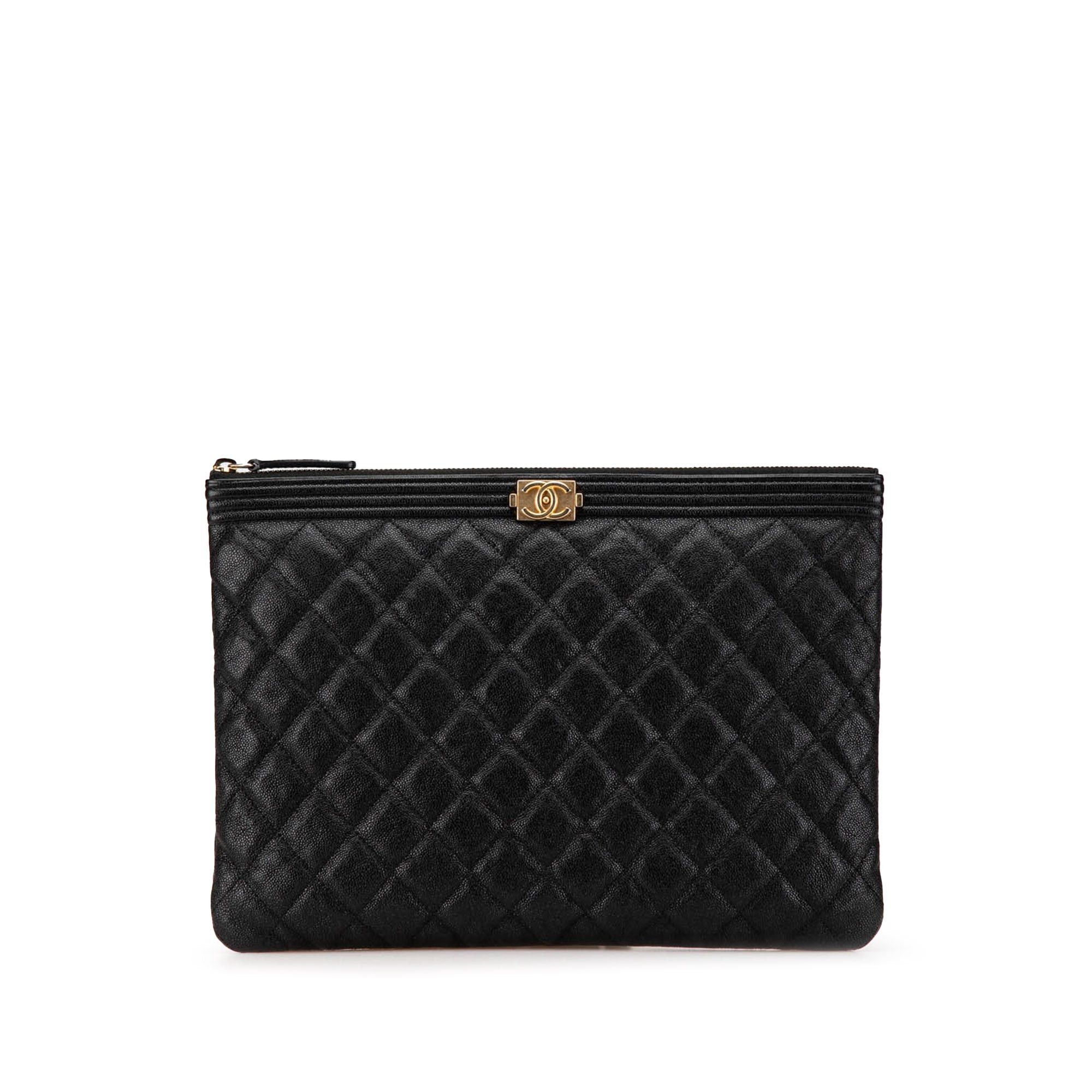 Chanel Chanel Medium Quilted Caviar Boy O Case Clutch Black Size ONE SIZE - 1 Thumbnail