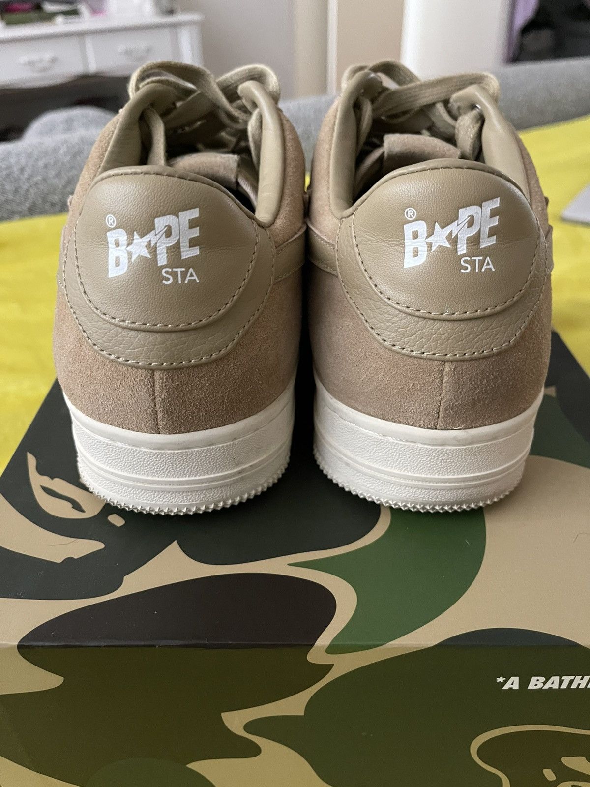 Bape A Bathing Ape Bapesta Suede Heel Beige Size US 9.5 / EU 42-43 - 4 Thumbnail