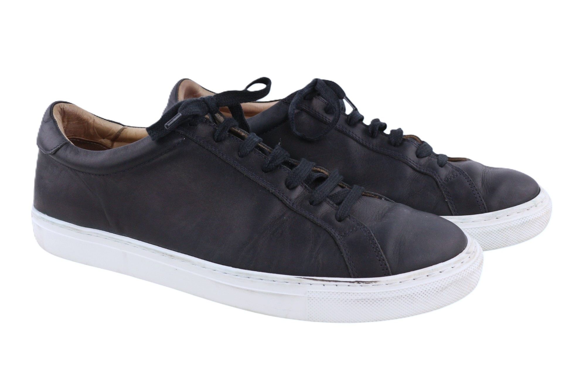 Suitsupply EU45 Navy Blue Leather Low-Top Sneakers 81563 Size US 12 / EU 45 - 1 Thumbnail
