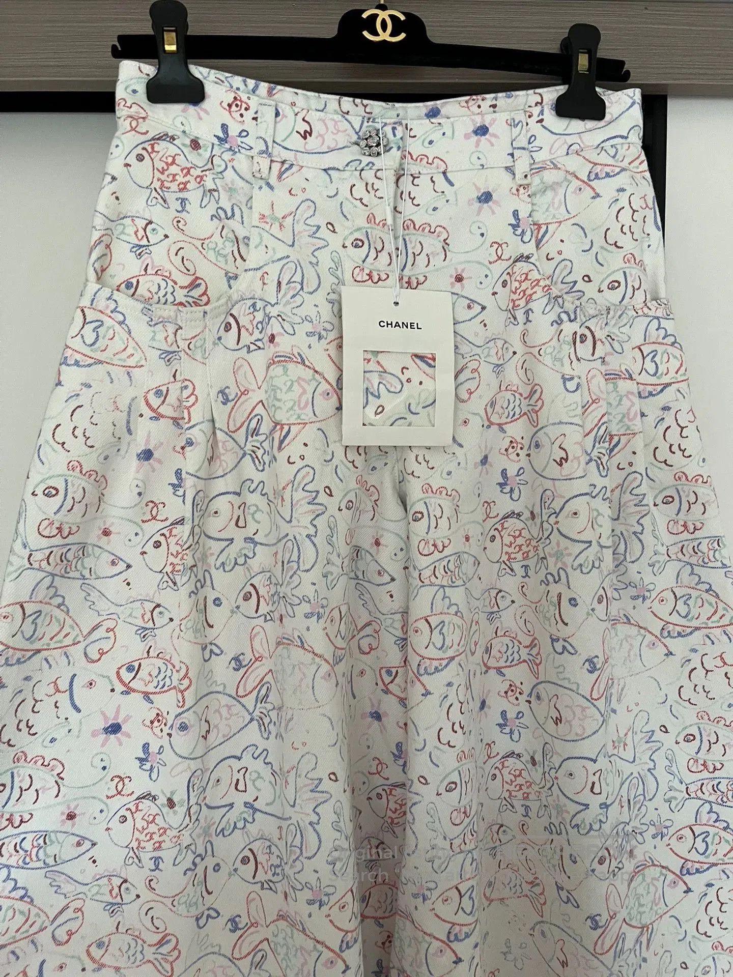 Chanel chanel fish pattern wide-leg pants size 38. Size US 38 / EU 54 - 2 Thumbnail