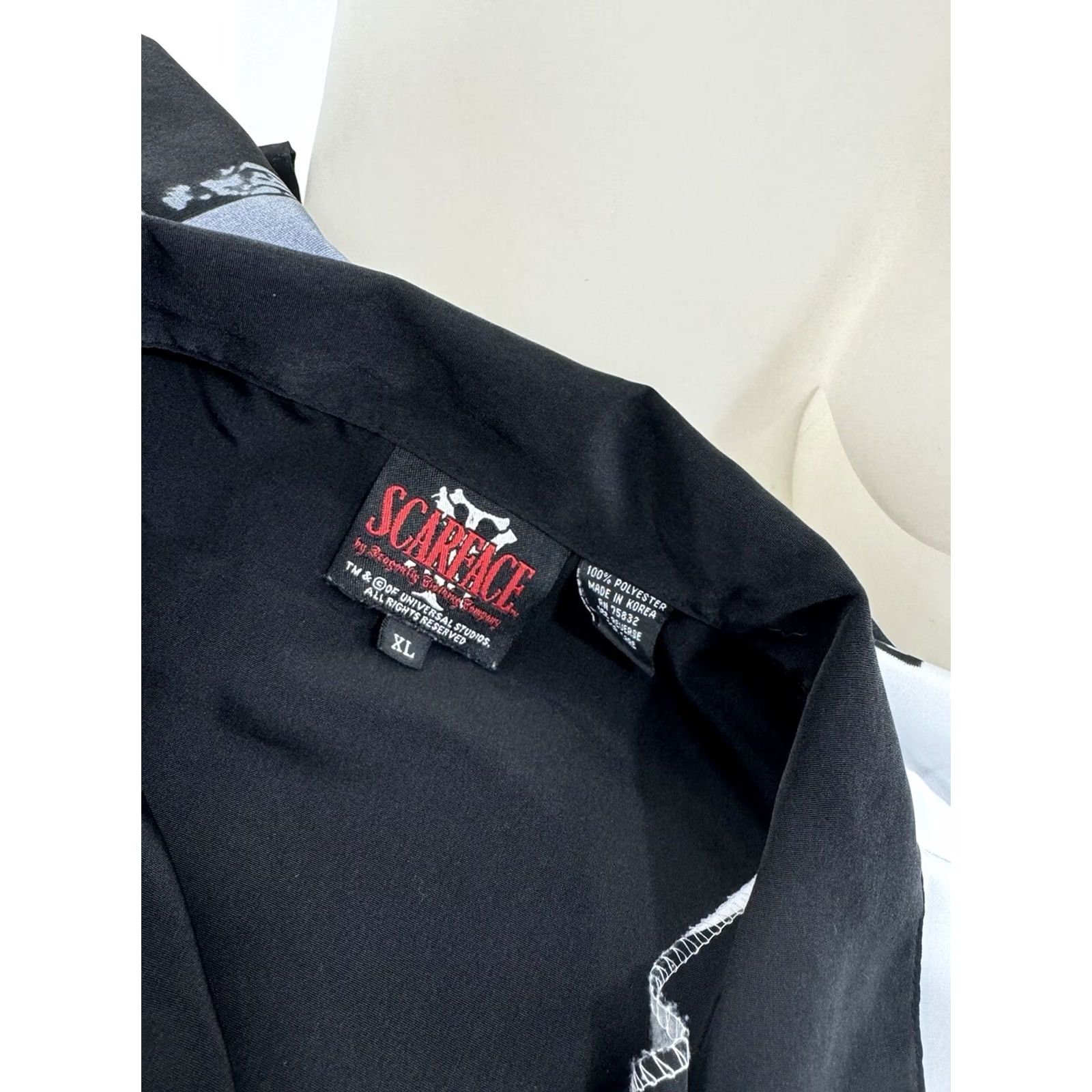 Vintage SCARFACE Al PACINO / DRAGONFLY Mens XL Shirt - MINT, Button-Up Short Sleeve, Black / White, 2000s? Size US XL / EU 56 / 4 - 7 Thumbnail