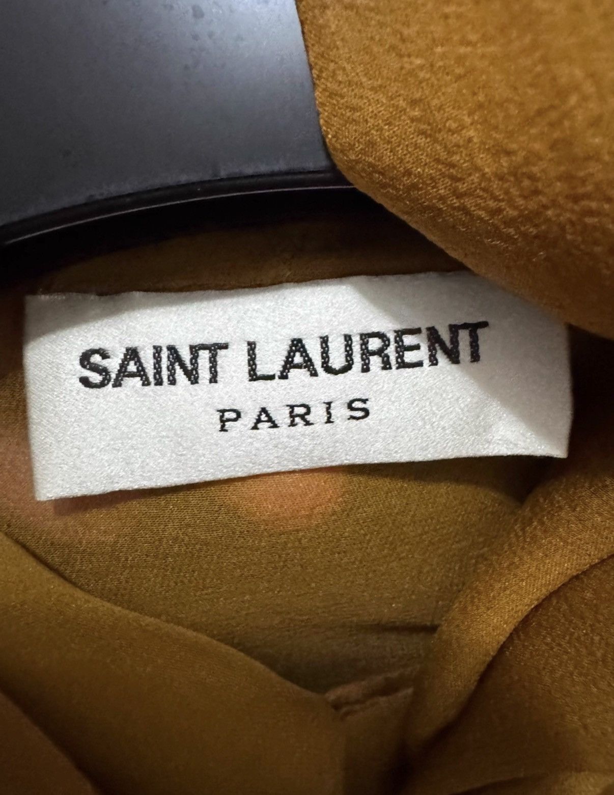 Saint Laurent Paris Saint Laurent 23SS Brown/Yellow Sheer Silk Bow Tie Shirt Size US S / EU 44-46 / 1 - 5 Thumbnail
