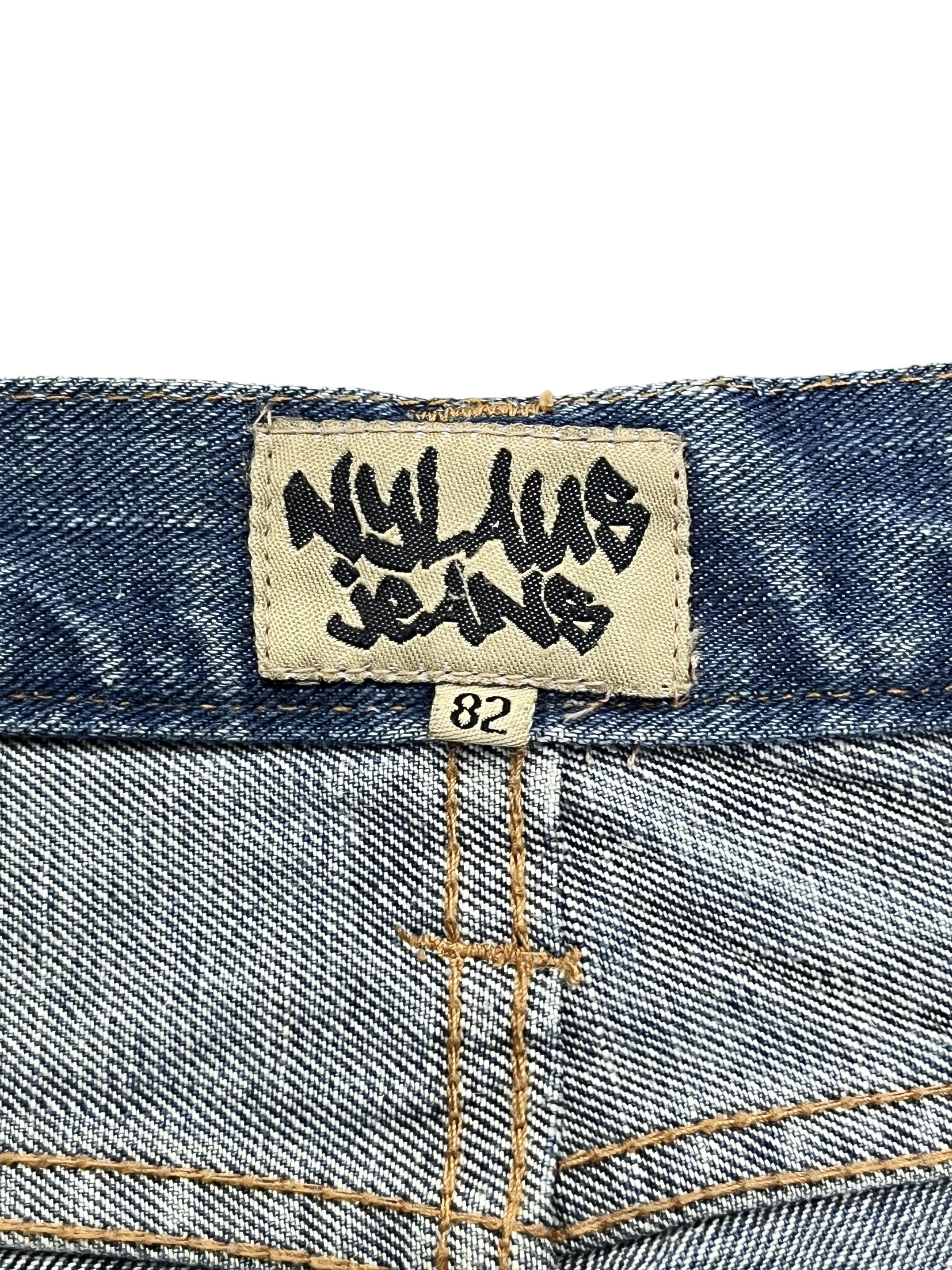 If Six Was Nine FYE🔥NYLAUS Clawmark Whisker Studded Gems Flap Flare Jeans Size US 30 / EU 46 - 16 Thumbnail