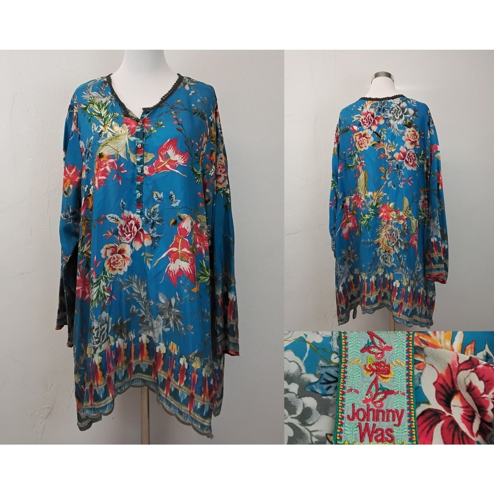 Johnny Was Johnny Was Silk Dress/Tunic Women's M/L Floral Size L / US 10 / IT 46 - 1 Thumbnail
