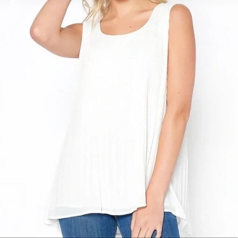 Nordstrom Pleione Sleeveless Pleated Flare Hem Blouse Top Size S / US 4 / IT 40 - 7 Thumbnail