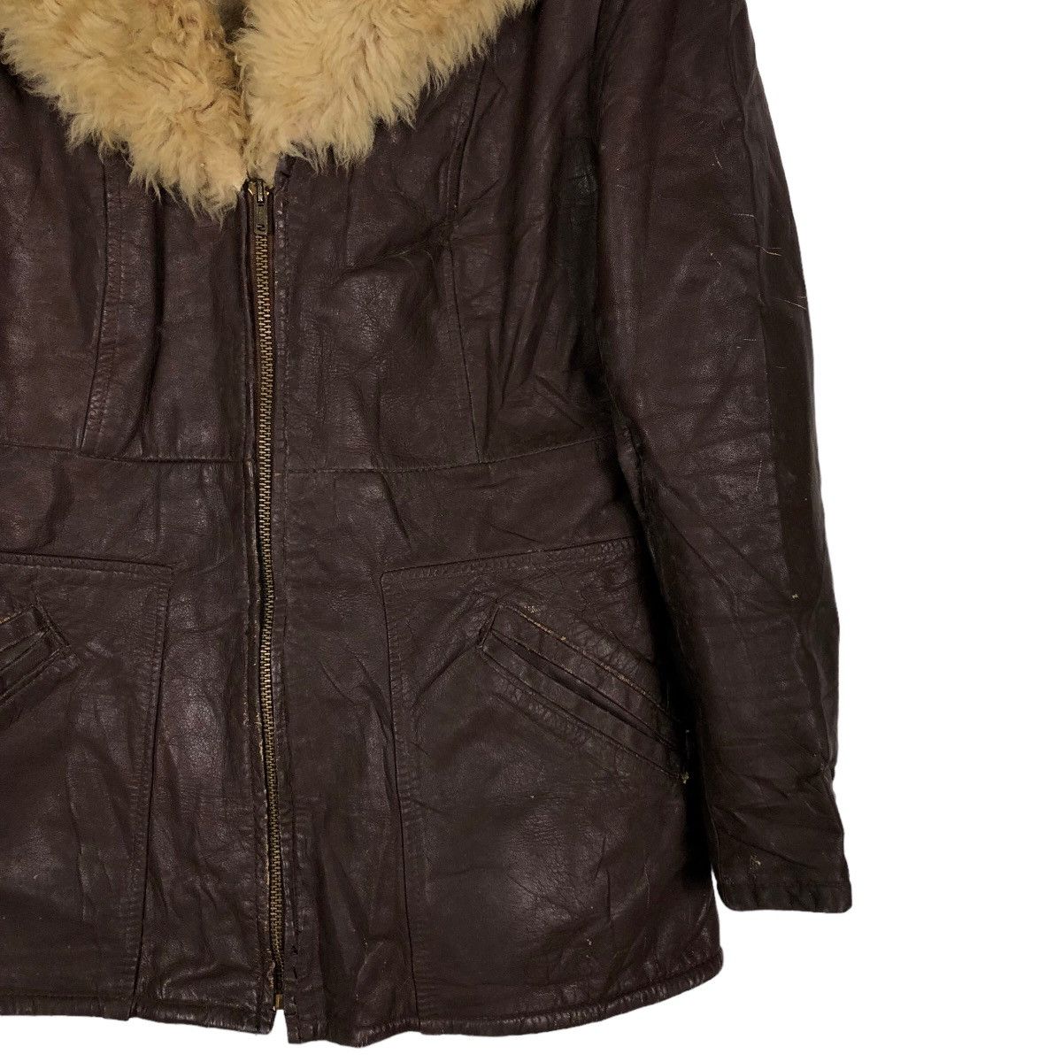 Japanese Brand 🔥Vintage Leather Jacket Biker Mink Fur Collar Racing Size US M / EU 48-50 / 2 - 5 Thumbnail