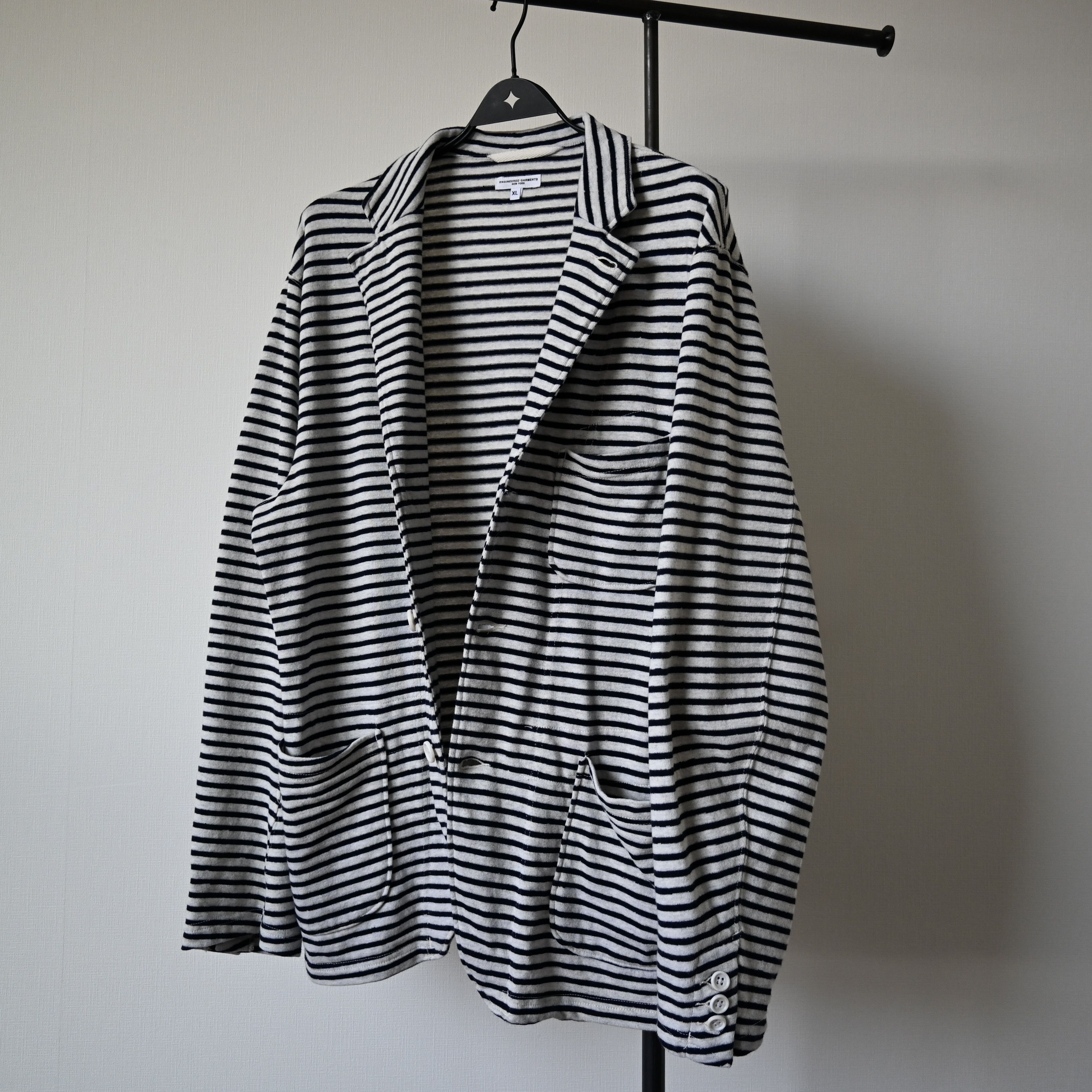 Engineered Garments Engineered Garments "Knit Jacket" striped jersey blazer, XL Size US XL / EU 56 / 4 - 11 Thumbnail