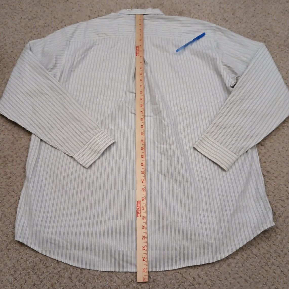 Arrow Arrow Shirt Mens XLT Gray Green Striped Long Sleeve Button Up Cotton Size US XL / EU 56 / 4 - 5 Thumbnail