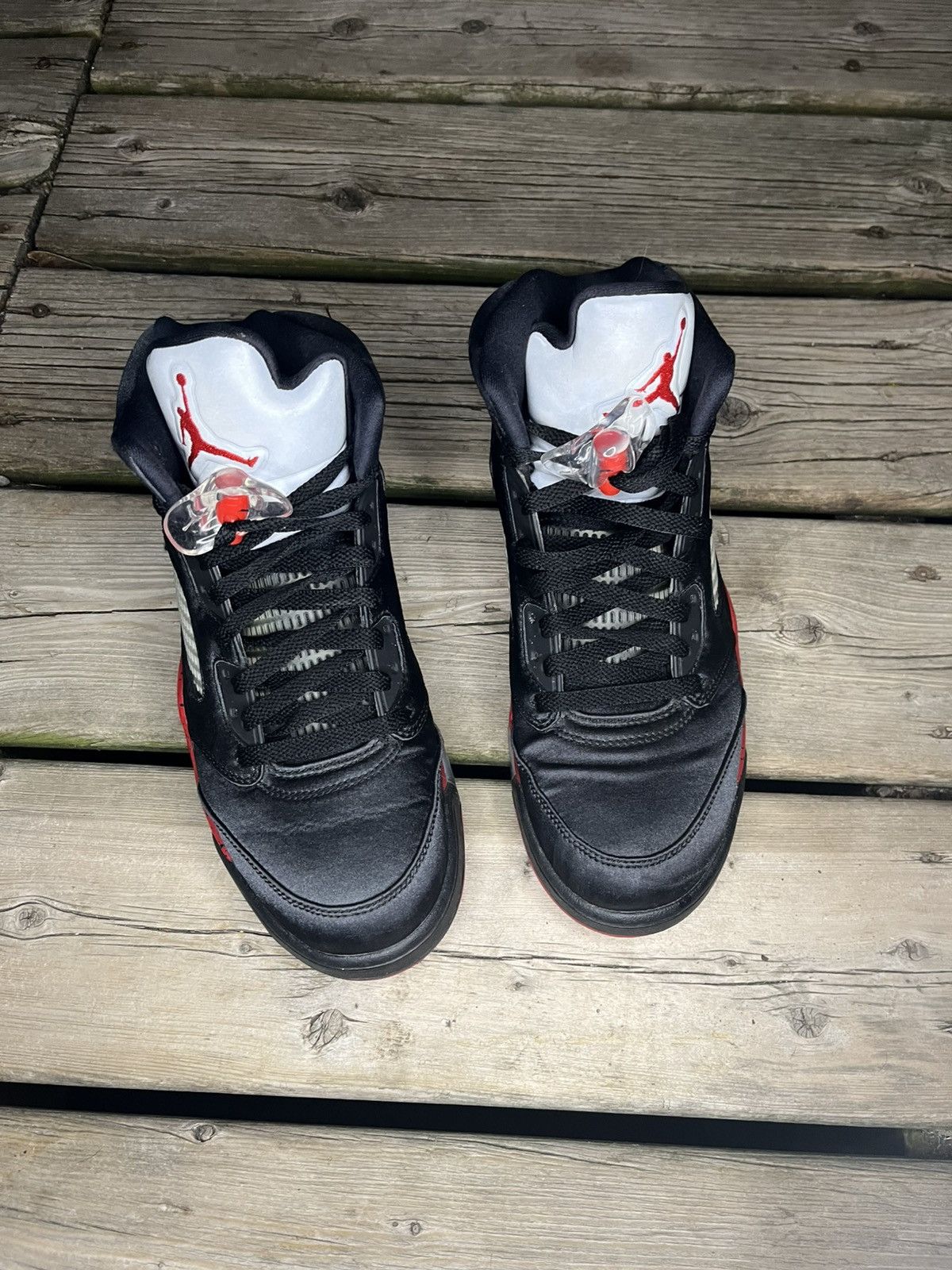 Jordan Brand Air Jordan 5 Retro Black Satin Red With Box Size US 9.5 / EU 42-43 - 3 Thumbnail