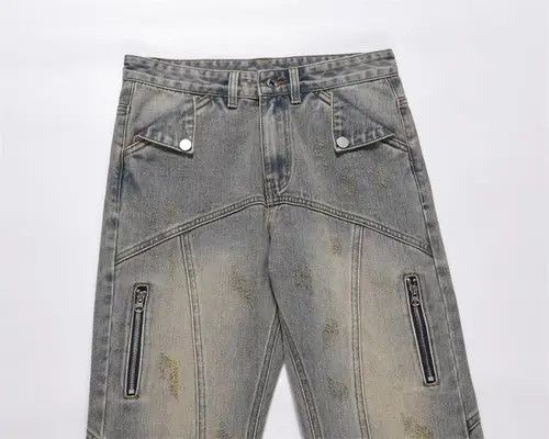 Japanese Brand × Jean Street retro washed patchwork distressed flared jeans Size US 32 / EU 48 - 3 Thumbnail