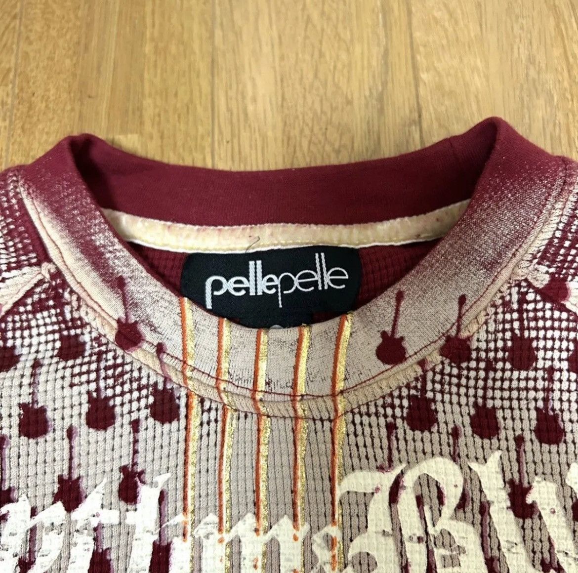 Pelle Pelle × Vintage 90s PELLE PELLE Studs Thermal long Sleeve Tee Size US L / EU 52-54 / 3 - 2 Thumbnail