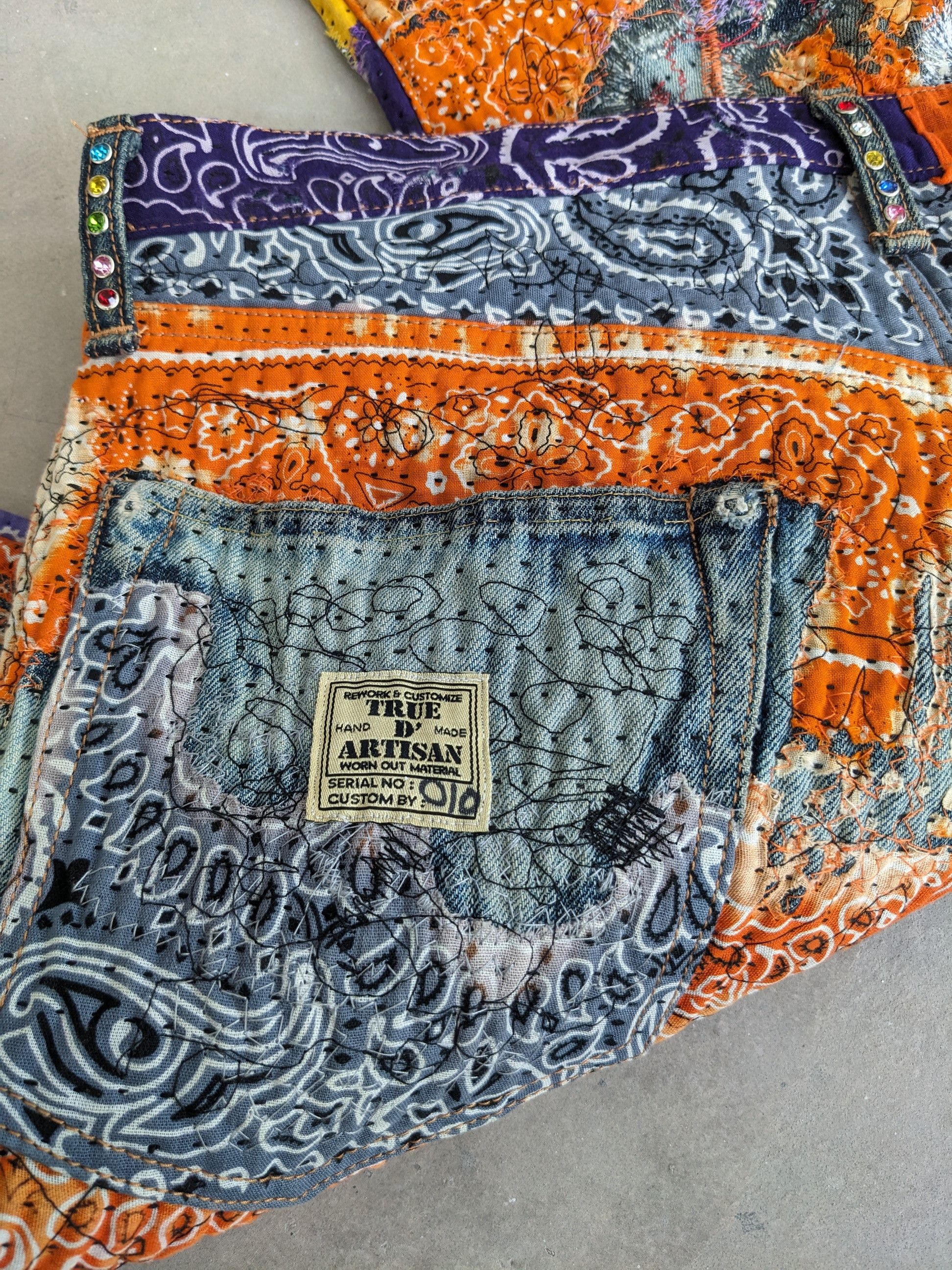 Art Comes First × Japanese Brand × Kapital 1/1 World Kapital Reconstruction Denim Bandana Over Design Size US 35 - 4 Thumbnail