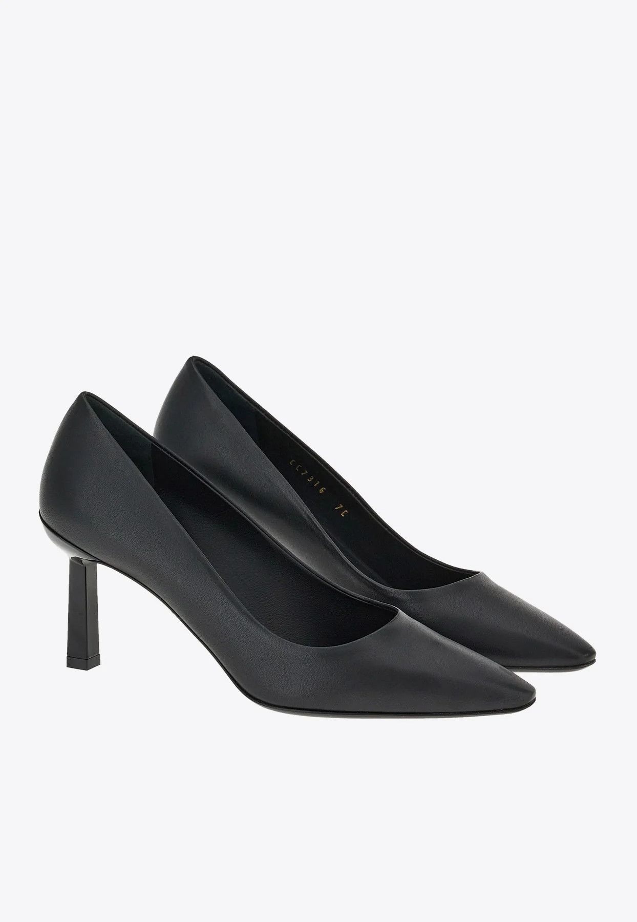 Salvatore Ferragamo o1s1rm0924 Justina 70 Leather Pumps in Black Size US 7.5 / IT 37.5 - 1 Thumbnail