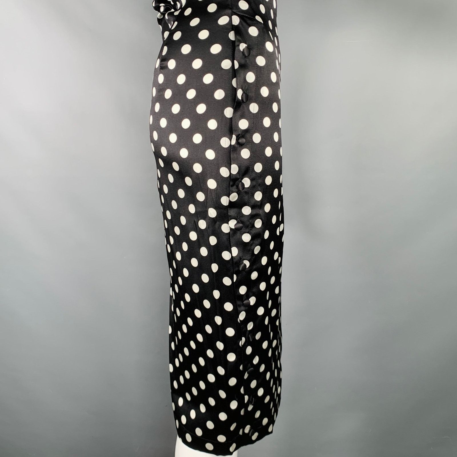 CAROLINE CONSTAS Size XS Black White Silk Blend Polka Dot Long Sleeve Dress Size XS / US 0-2 / IT 36-38 - 4 Thumbnail