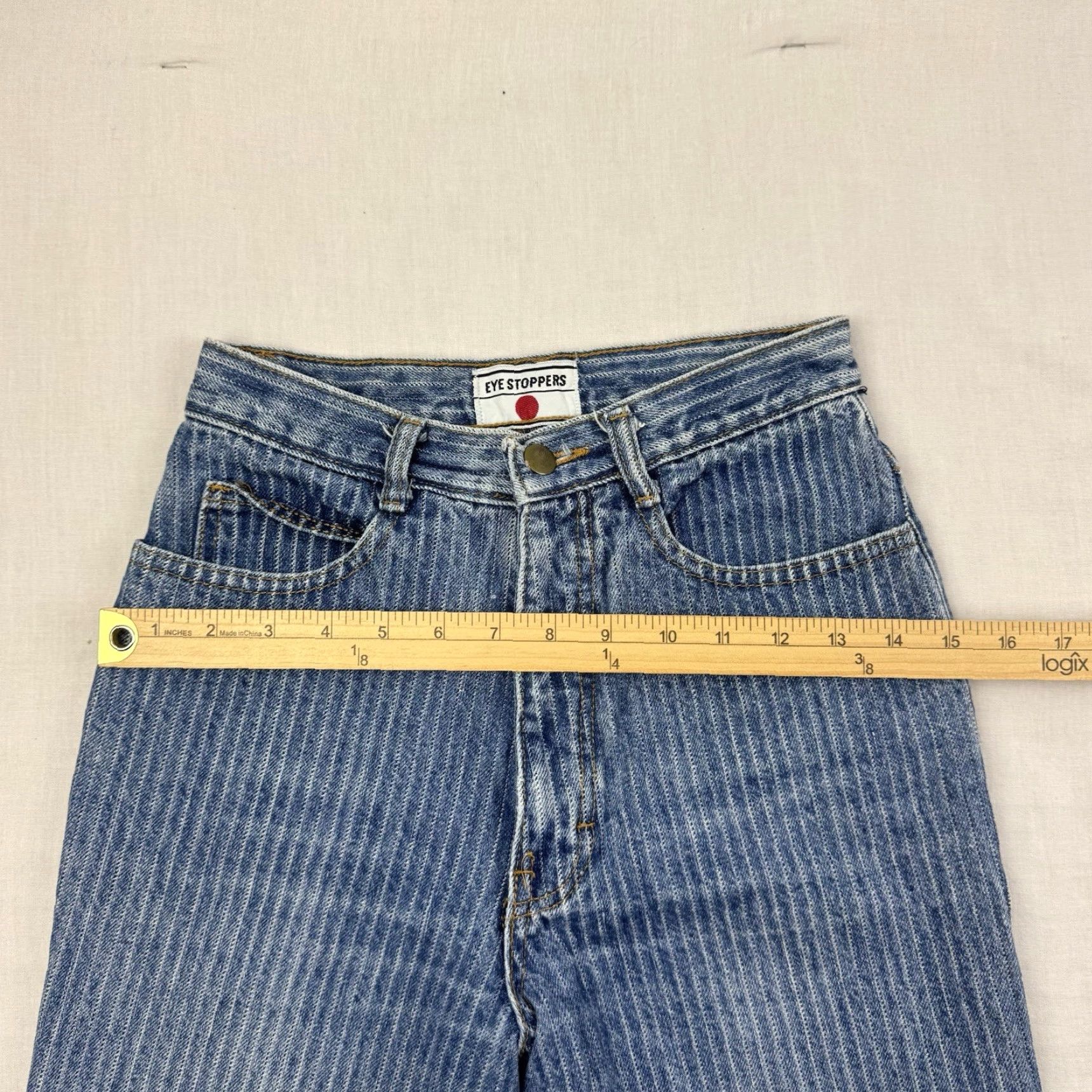 Vintage VINTAGE Eye Stoppers Jeans Womens 7 High Waisted 1980s Pin Striped Mom Style 80s Size 28" / US 6 / IT 42 - 6 Thumbnail