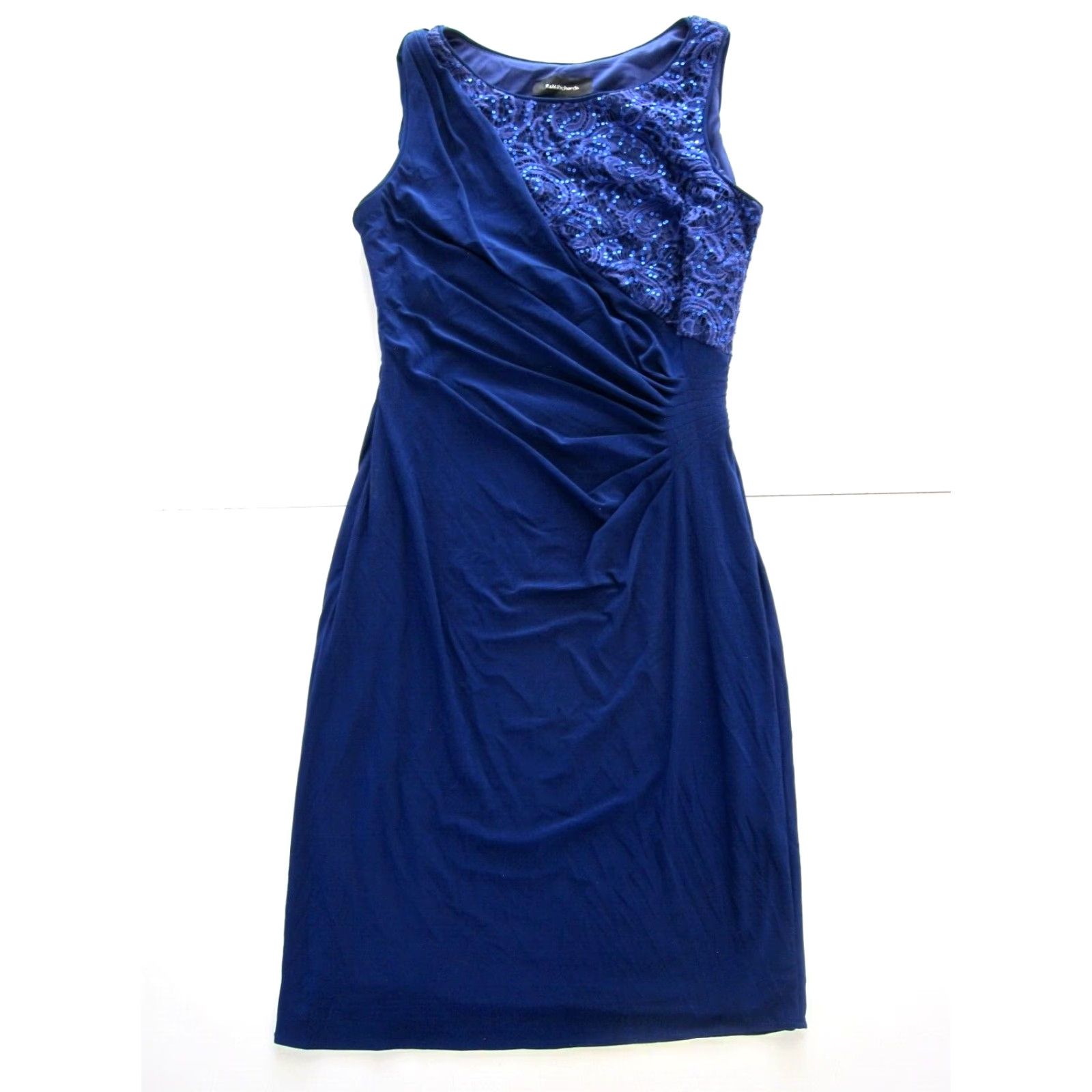 Vintage VINTAGE R&M Richards Blue Stretch Sparkle Sequin Sleeveless Ruched Sheath Dress Small Dress Size S / US 4 / IT 40 - 2 Thumbnail