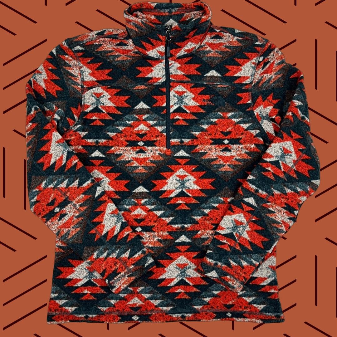 The North Face The North Face Sweater Mens M Aztec Southwestern 1/2 Zip Pullover Fleece Orange Geometric Multicolor Size US M / EU 48-50 / 2 - 1 Thumbnail