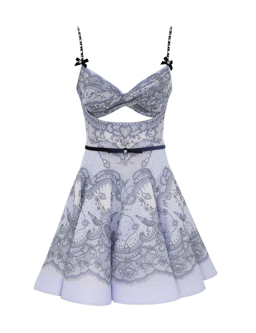 oc11z0925 Crush Twist Front Mini Dress in Blue