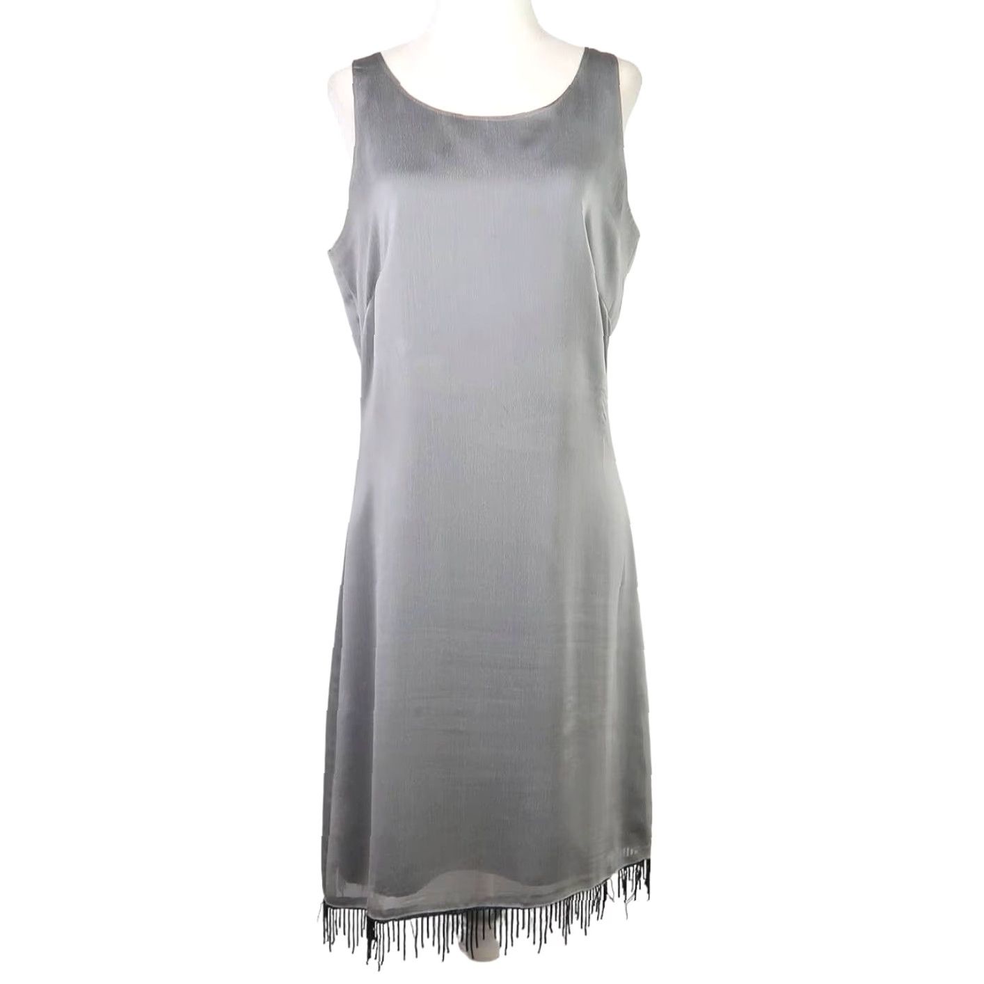 Vintage VINTAGE Chaloc silver grey mini dress black beaded fringe trim M Size M / US 6-8 / IT 42-44 - 2 Thumbnail
