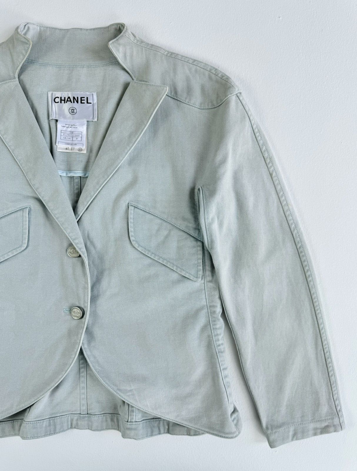 Chanel Chanel P22901 Cocomark Denim Cotton Jacket WomenLight Blue Size S / US 4 / IT 40 - 10 Thumbnail