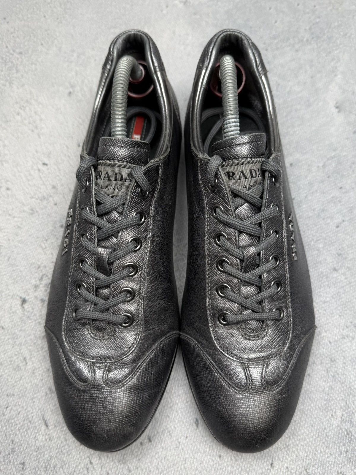 Prada Vintage Prada Saffiano Leather Low Top Sneakers Rare 00s y2k Size US 8 / IT 38 - 4 Thumbnail