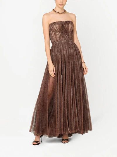 Dolce & Gabbana o1y0825 Sleeveless Gown Dress in Brown Size XS / US 0-2 / IT 36-38 - 4 Thumbnail