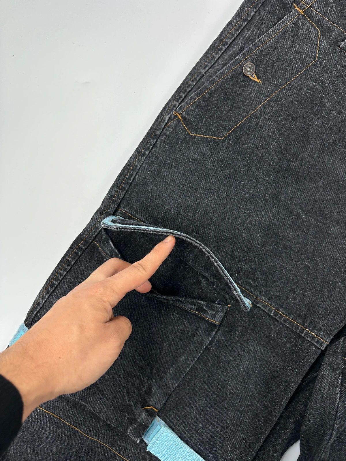 Marithe + Francois Girbaud Marithé + François Black & Blue Baggy Velcro Denim Pants Size US 36 / EU 52 - 5 Thumbnail