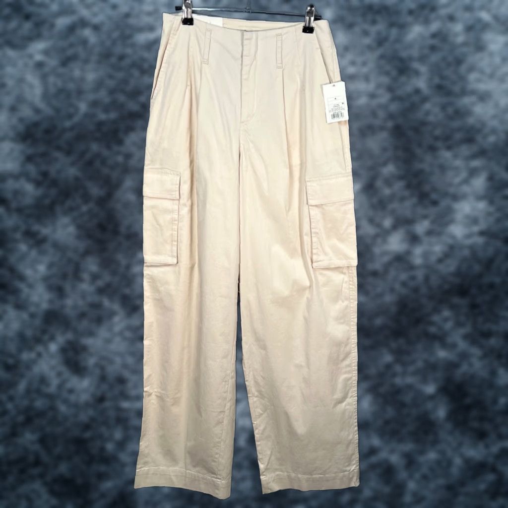 Vintage A New Day Womens Pant Cargo Wide-Leg Beige Stretch Cotton Blend High Rise 4R Size 27" / US 4 / IT 40 - 1 Thumbnail