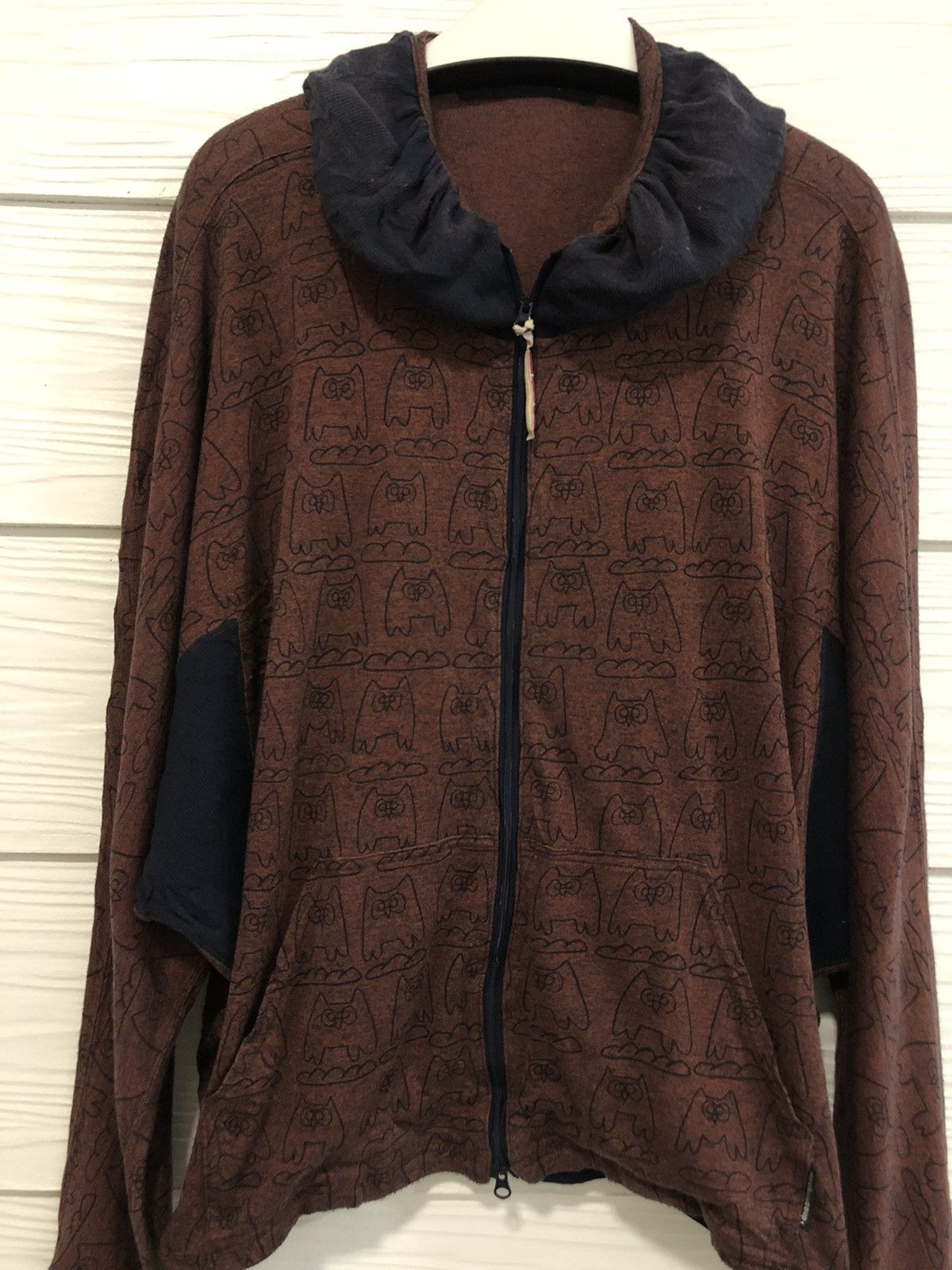 image of Vintage Issey Miyake Mercibeaucoup Zipper Cardigan in Brown, Women's (Size Large)