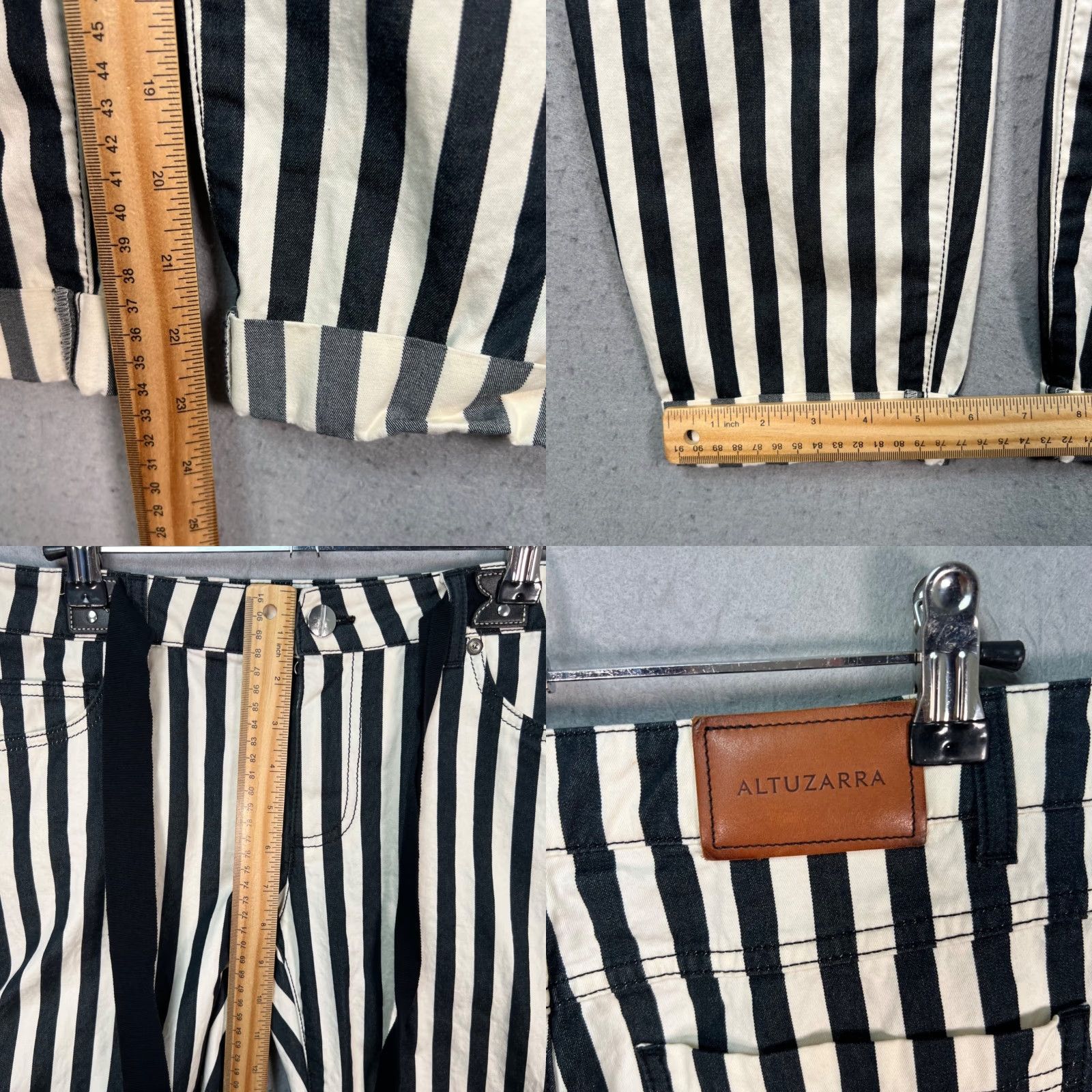 Altuzarra VINTAGE Altuzarra Black & White Striped Crop Pants Womens 38 Slim Fit w/ Waist Tie Size 26" / US 2 / IT 38 - 8 Thumbnail