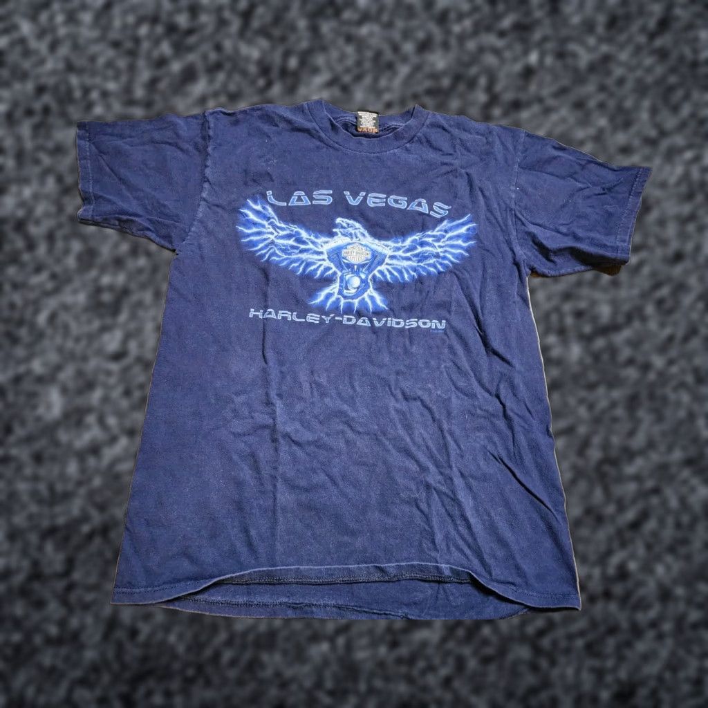 Harley Davidson VINTAGE Harley Davidson T Shirt Mens Large Blue Double Sided Graphic Print 90s Biker Mens Size US L / EU 52-54 / 3 - 1 Thumbnail