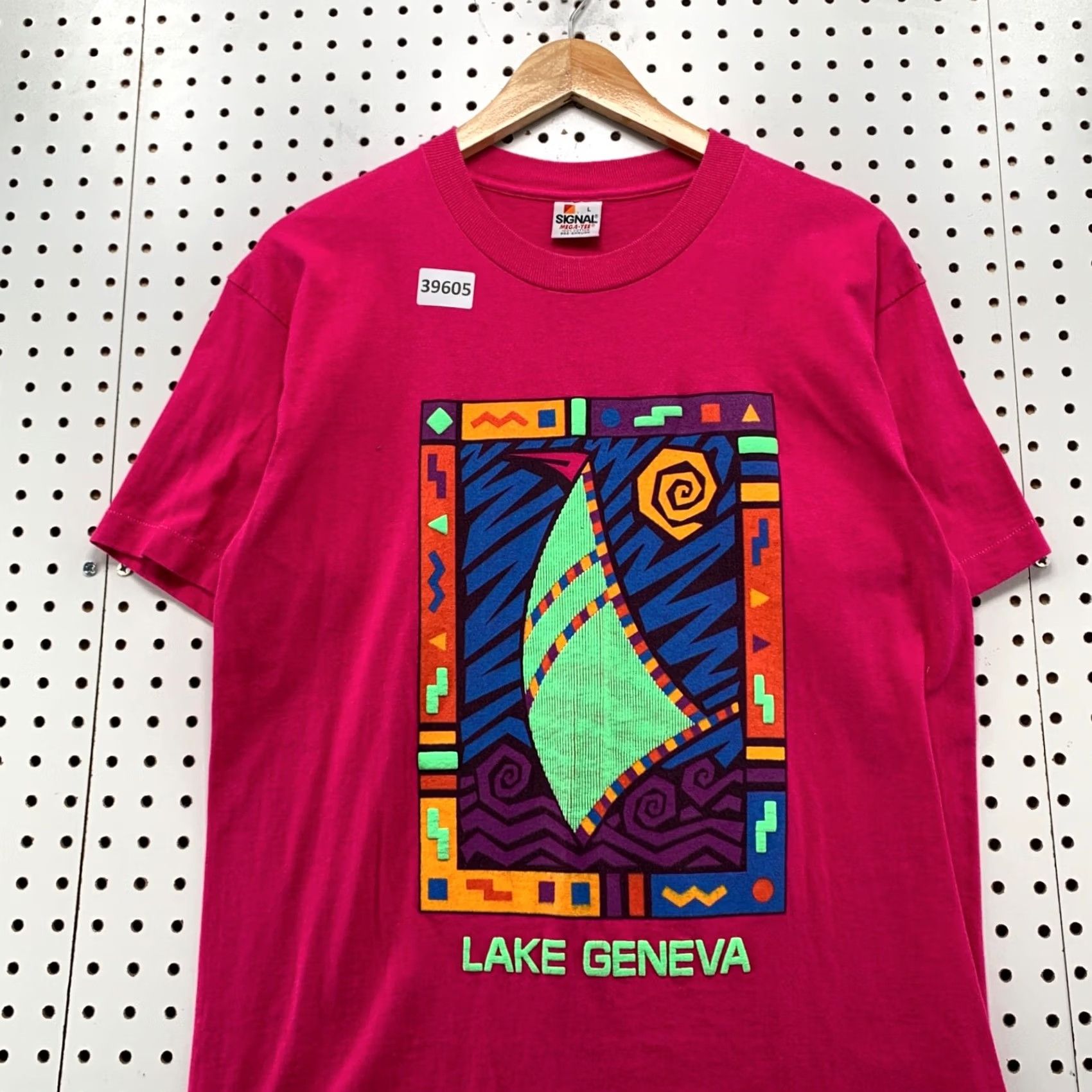 Vintage VINTAGE Lake Geneva Sail Shirt Mens L Pink 90s USA Single Stitch Graphic Print Crew Neck Short Sleeve Shirt Mens Size US L / EU 52-54 / 3 - 6 Thumbnail