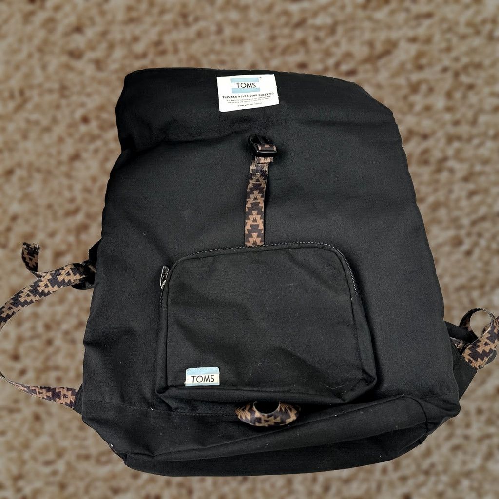 Toms TOMS StandUp Backpack Solid Black W/ Aztec detail Zipper Closure ...