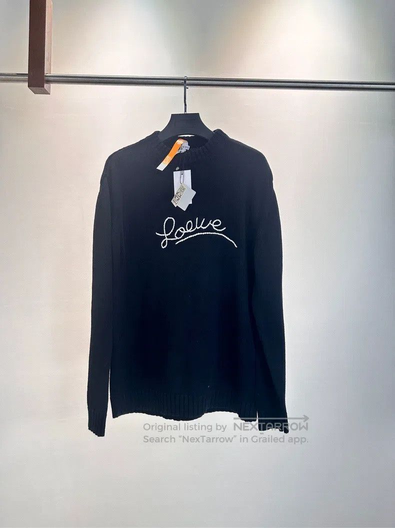 LOEWE Black round-neck embroidered sweater