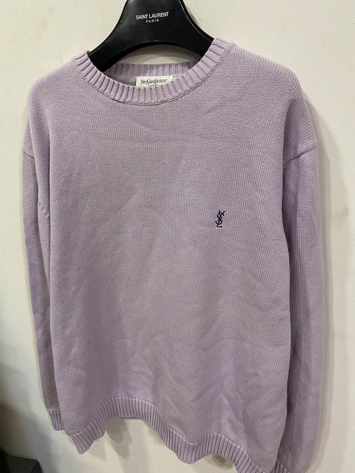 Yves Saint Laurent Lilac YSL Sweater Knit Baby Blue Old Money Paris Vintage Size US L / EU 52-54 / 3 - 4 Thumbnail
