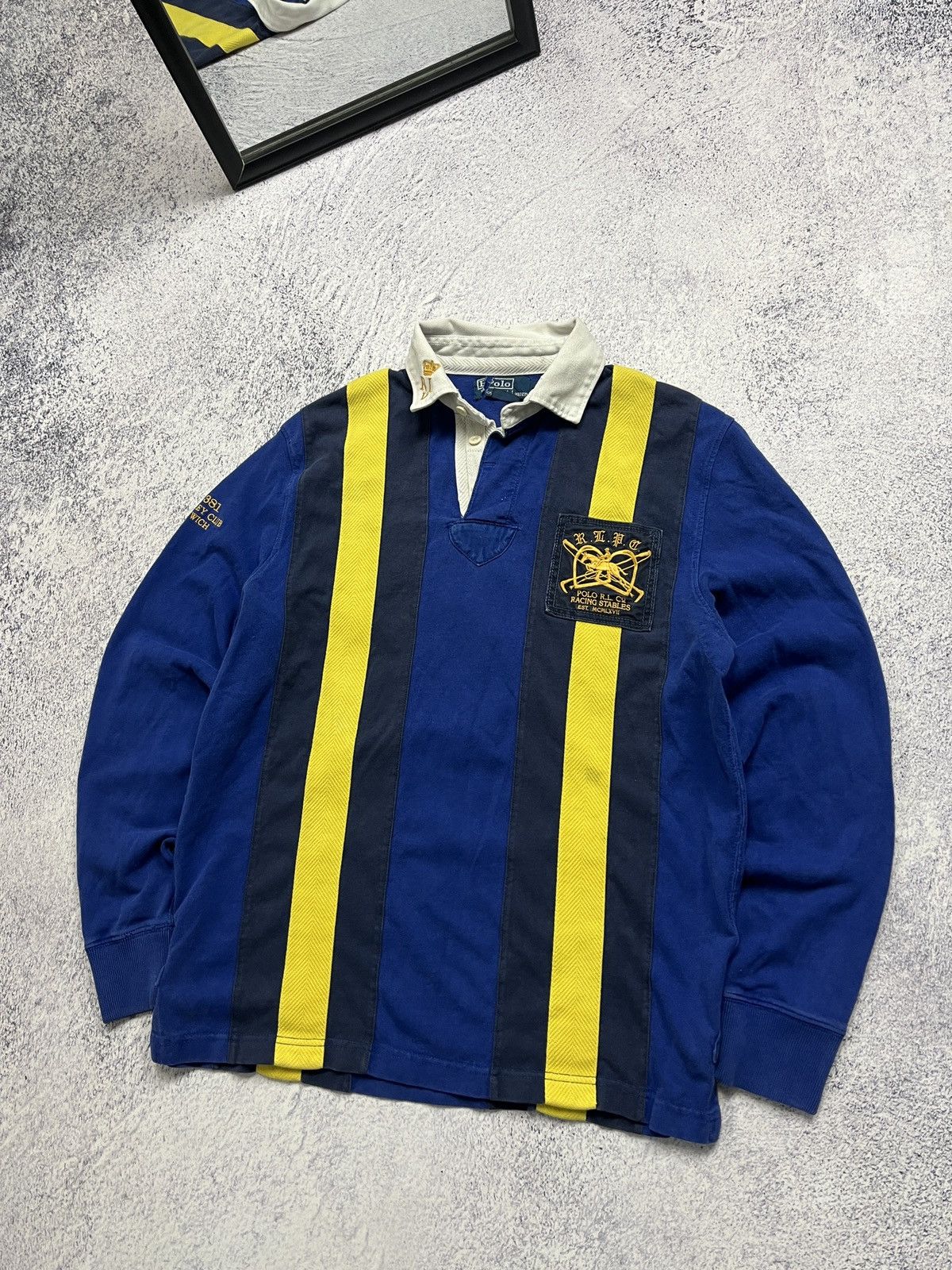 Polo Ralph Lauren × Vintage 🏇🏿Vintage 90’s Polo Ralph Lauren Jockey Racing Rugby Shirt Size US M / EU 48-50 / 2 - 2 Thumbnail