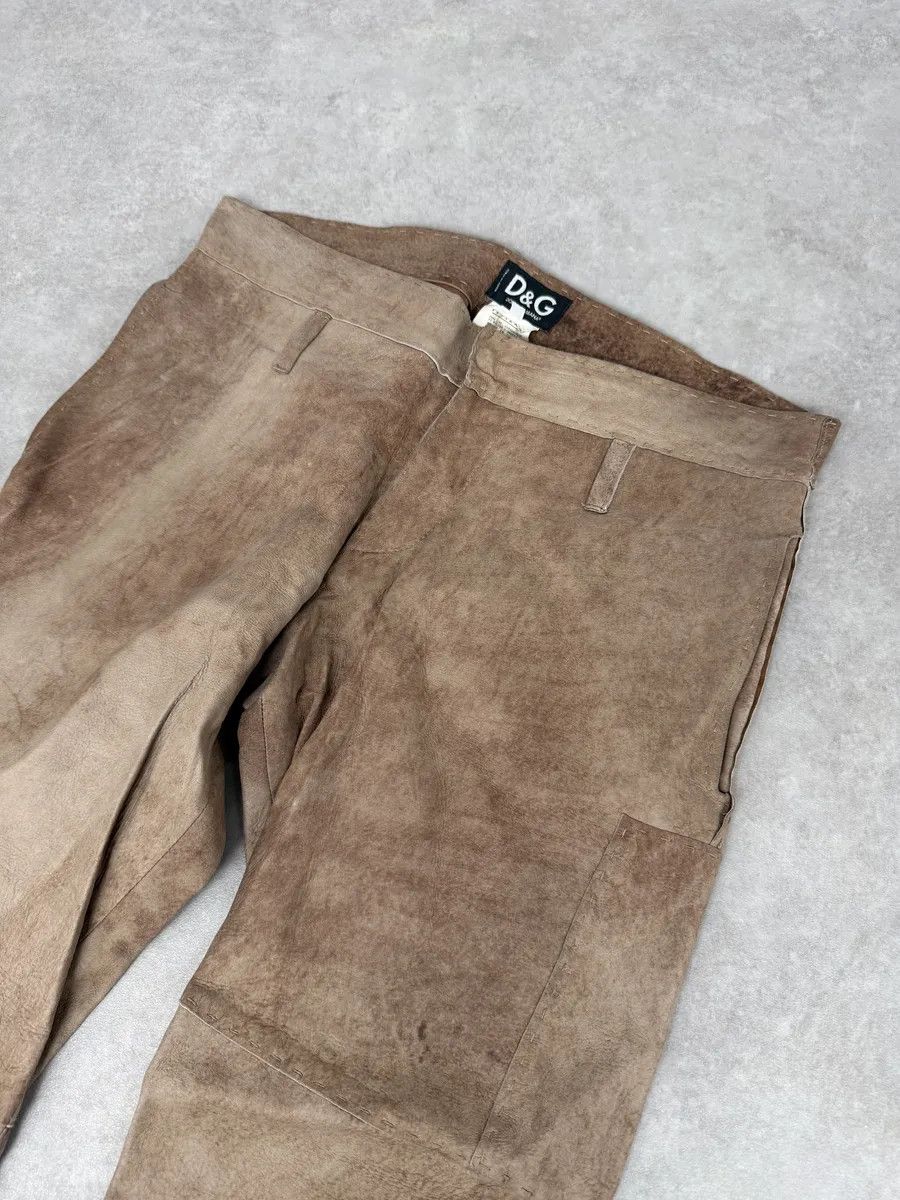 Dolce & Gabbana 2000s Dolce & Gabbana Brown Eroded Leather Pants Size US 31 - 12 Thumbnail